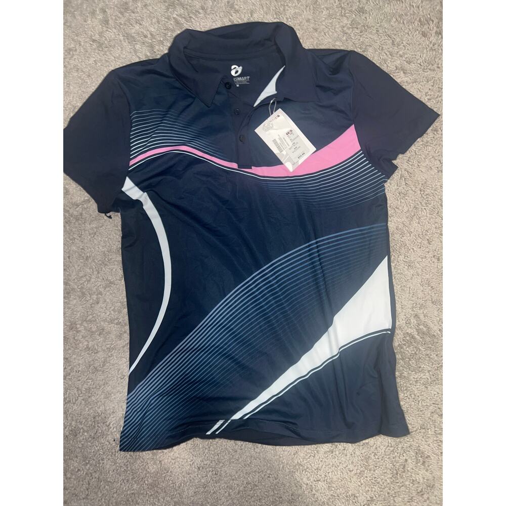 Blue GymSmart short-sleeve golf polo shirt Womens Top sz M - Picture 2 of 8